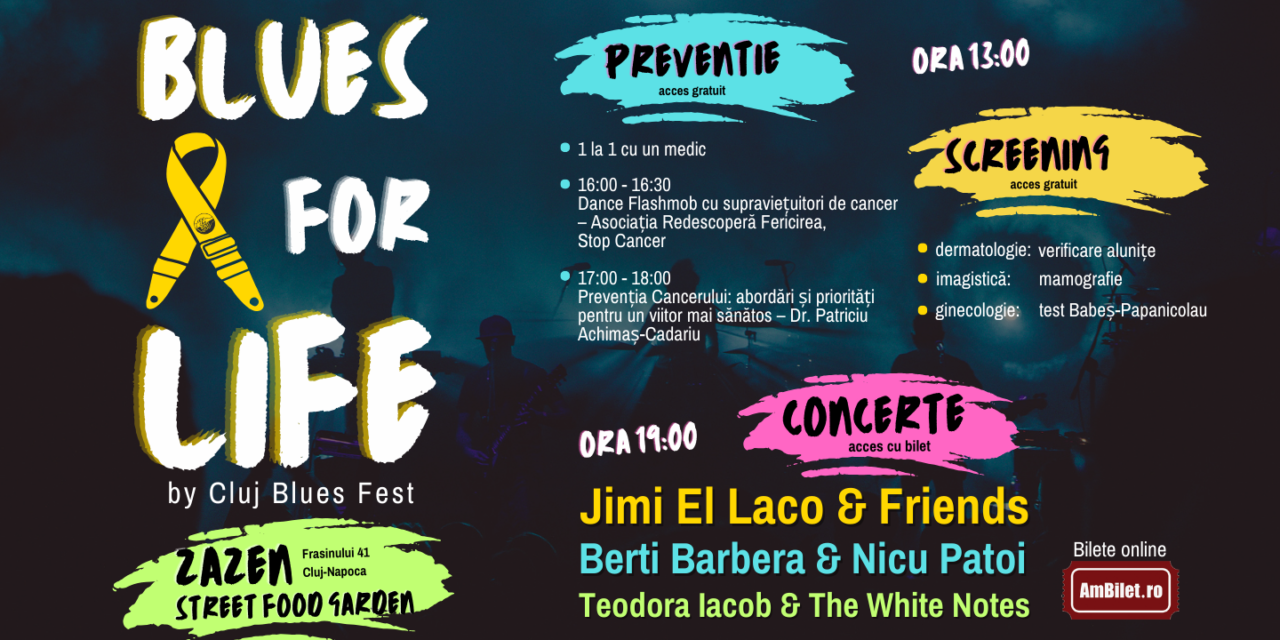 Screening gratuit și trei concerte, printre care al lui Berti Barbera îi așteaptă pe clujeni la „Blues for Life by Cluj Blues Fest”, eveniment dedicat prevenției cancerului