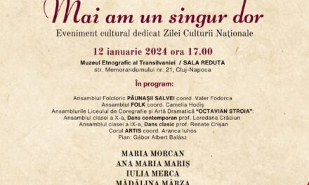 Muzeul Etnografic al Transilvaniei „fură”, startul la sărbătorirea Zilei Culturii Naționale. „Mai am un singur dor”, evenimentul găzduit în 12 ianuarie în Sala Reduta.