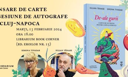 Iulian Tănase lansează la Cluj-Napoca „De-ale gurii. Carte de nutriție pentru copii și părinți”, scrisă împreună cu dejeanca Simona Tivadar