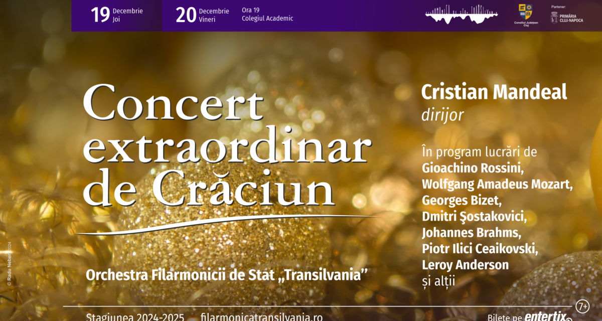 Concert extraordinar de Crăciun susținut de Orchestra Filarmonicii de Stat ,,Transilvania’’, la Sala „Auditorium Maximum”, de la Colegiul Academic