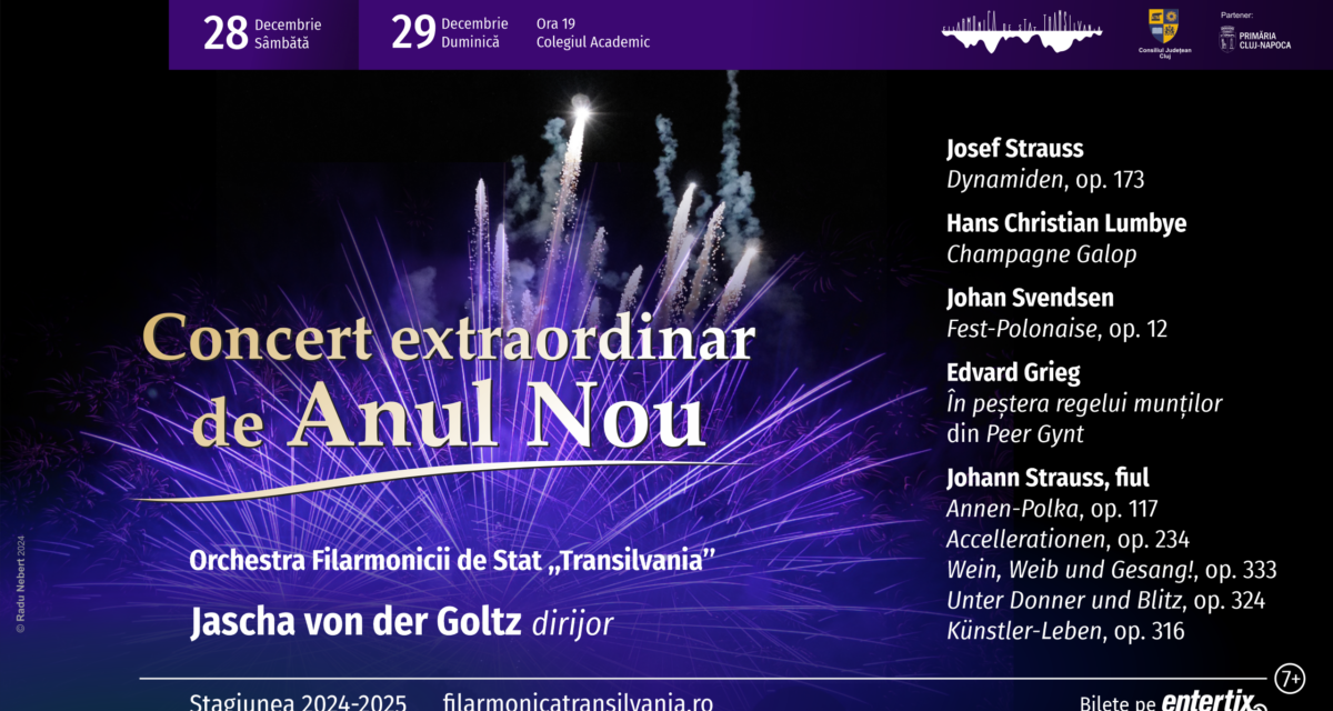 Filarmonica de Stat ,,Transilvania’’ susține „Concertul Extraordinar de Anul Nou”, sub dirijorul Jascha von der Goltz