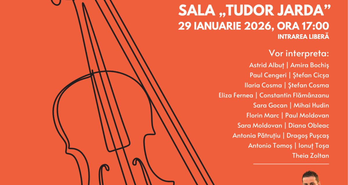 Concert de vioară susținut de cursanții Școlii Populare de Arte „Tudor Jarda”, prezentat de Ionuț Daniel Istrate