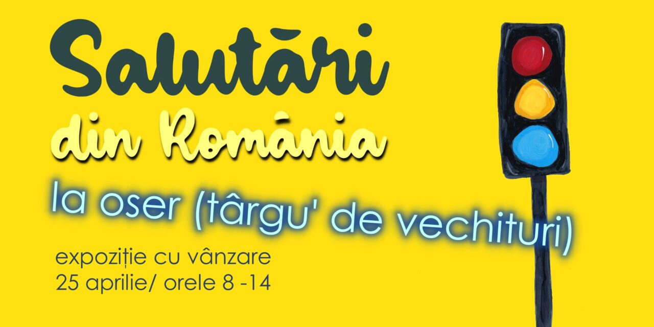 Expoziția cu vânzare „Salutări din România” a Luciei Mărneanu, de vânzare la târgul de vechituri Oser din Cluj-Napoca. Vânzătoarea – actrița Andrada Balea